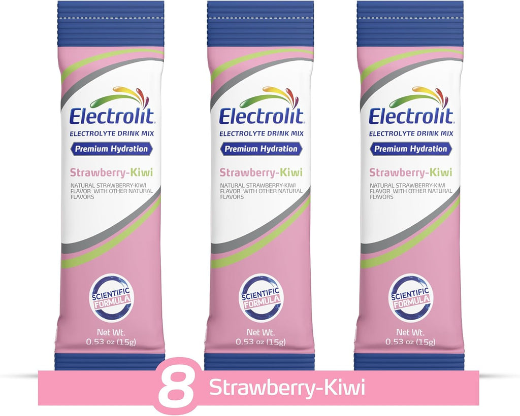 Electrolytes Powder Packets, Strawberry Kiwi 8 Pack, Powdered Hydration Packets for Dehydration & Rehydration, Post Workout Flavored Hydrating Drink Mix, Gluten Free Water Enhancer Sticks | Powdered Electrolyte Packets, Dehydration & Rehydration, Post Workout, Flavored Drink Mix, Gluten Free Water Enhancer Sticks