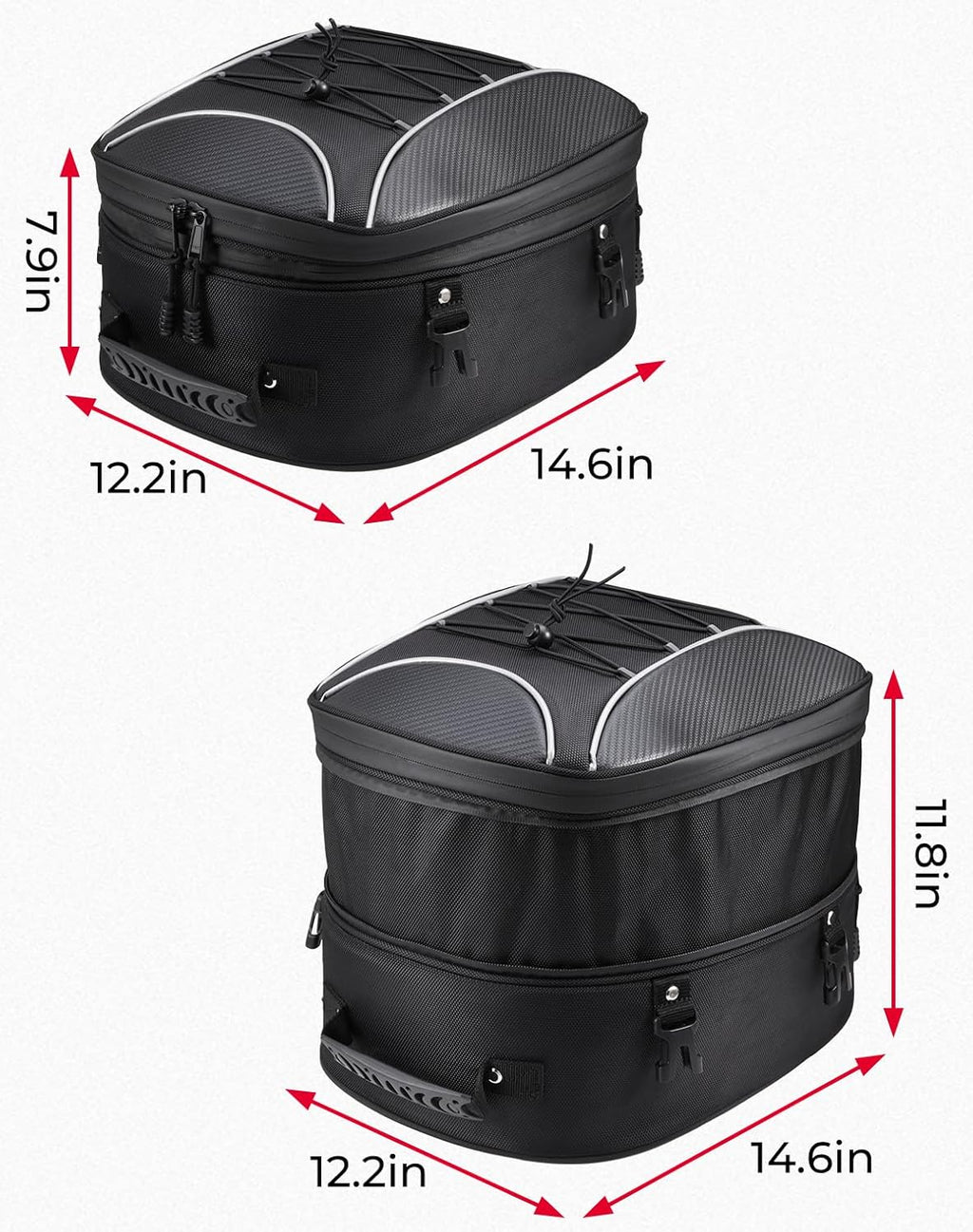 Motorcycle Tail Bag, Dual Use Motorcycle Rear Seat Bag with Waterproof Rain Cover, 22L-34L Expandable Motorbike Helmet Bag Luggage Storage Backpack with 6 Straps