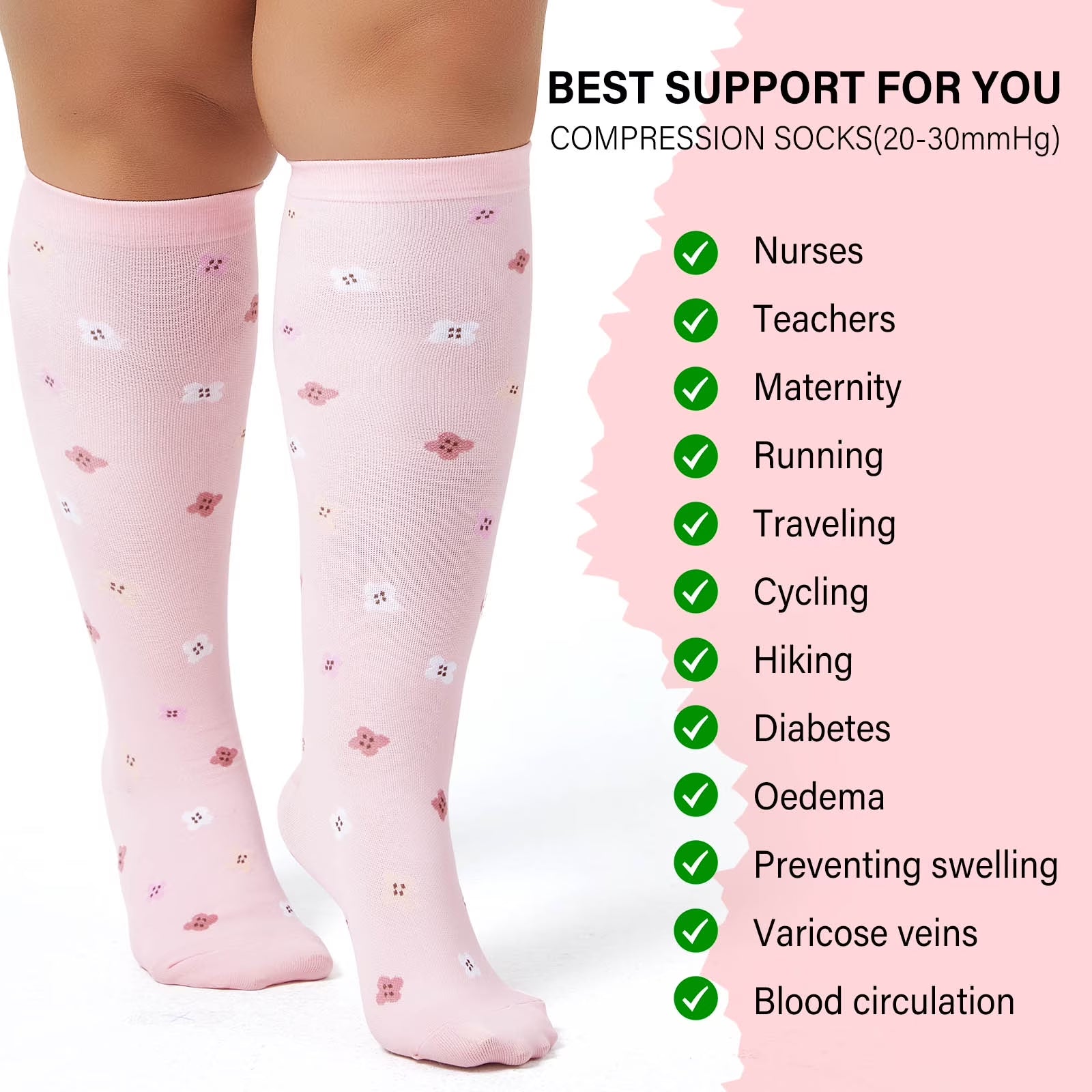 plus Size Compression Socks for Women &amp; Men Circulation (2 Pairs) – Graduated Support Socks for Running and Athletic Sports