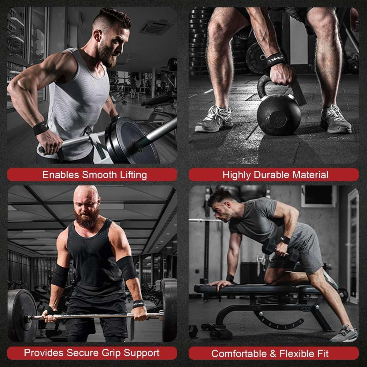 Gym Lifting Straps for Weightlifting & Deadlift - Non-Slip Silicone Grip, Padded Wrist Support for Bodybuilding, Workout & Strength Training, Unisex Design for Men & Women
