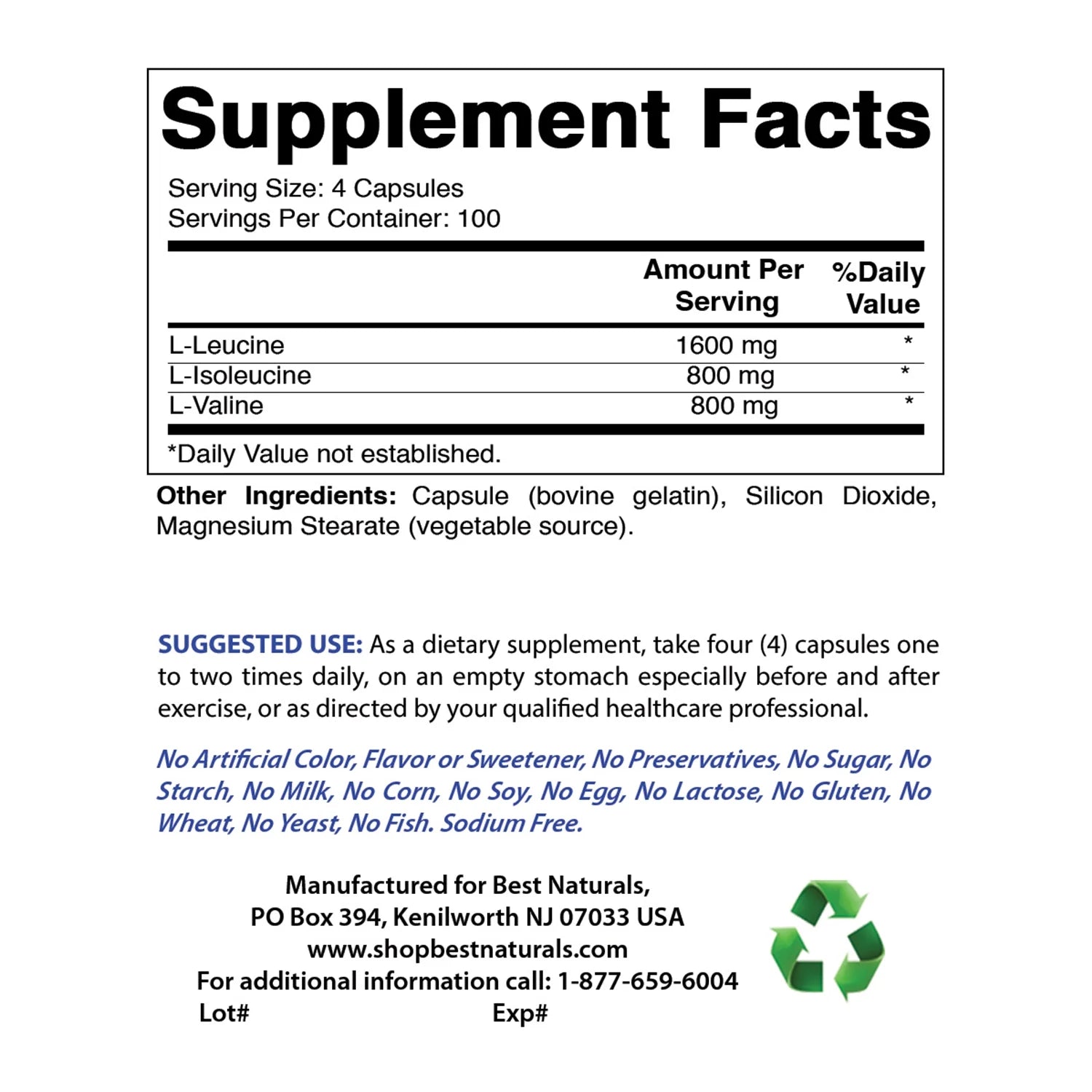 BCAA 3200 Mg per Serving 400 Capsules