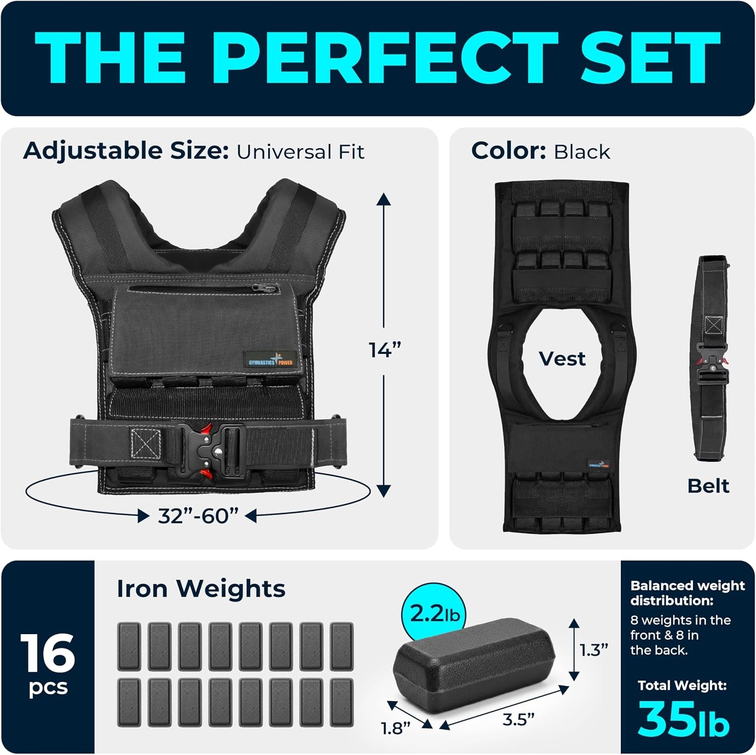 Weighted Vest Adjustable for Men and Women – Workout Weight Training Vest for Fitness, Running, Strength, Exercise & Cross Training