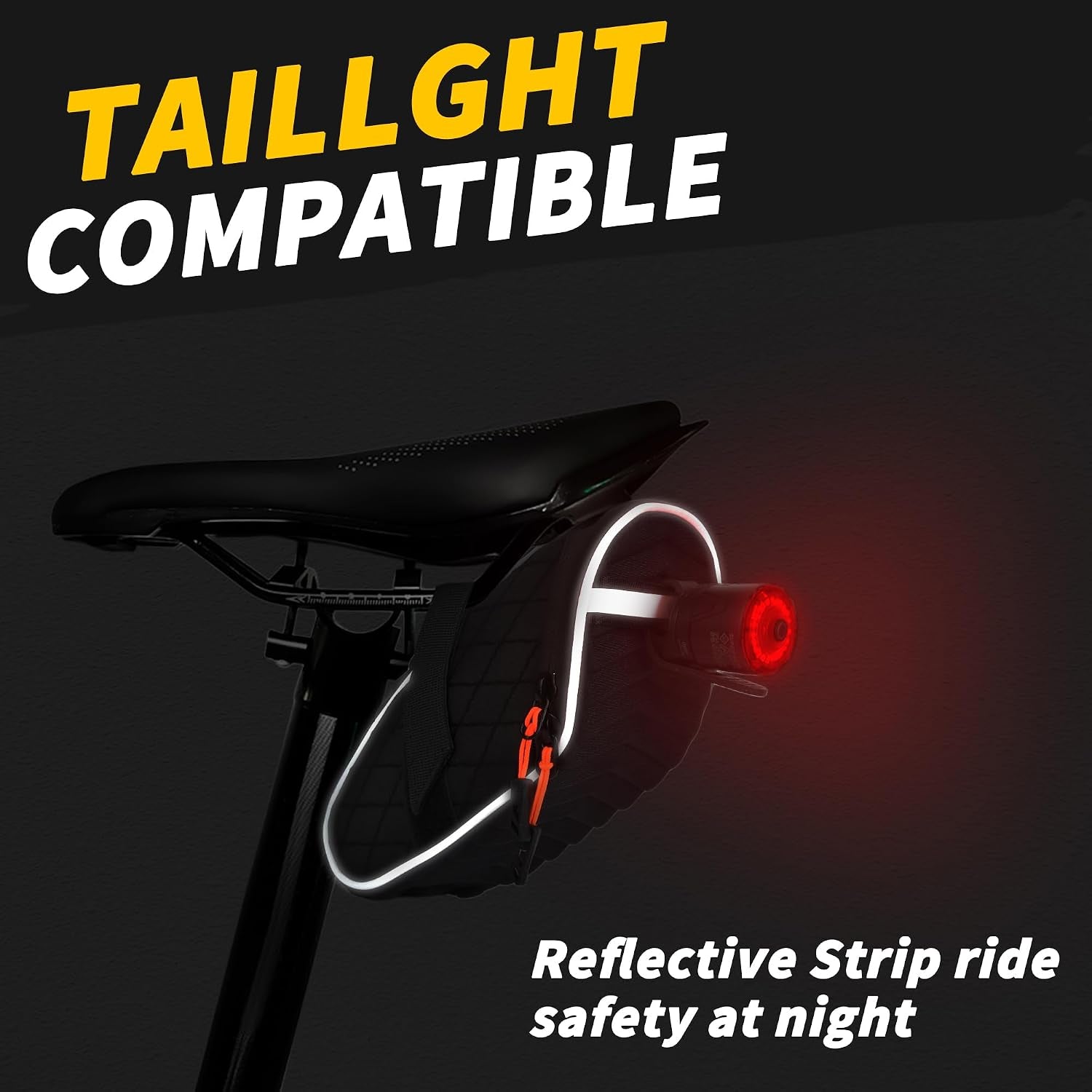 Bike Bag,Bicycle Saddle Bag,Under Seat 3D Shell Cycling Seat Bag for Mountain Road Bikes with Waterproof Zippers Black