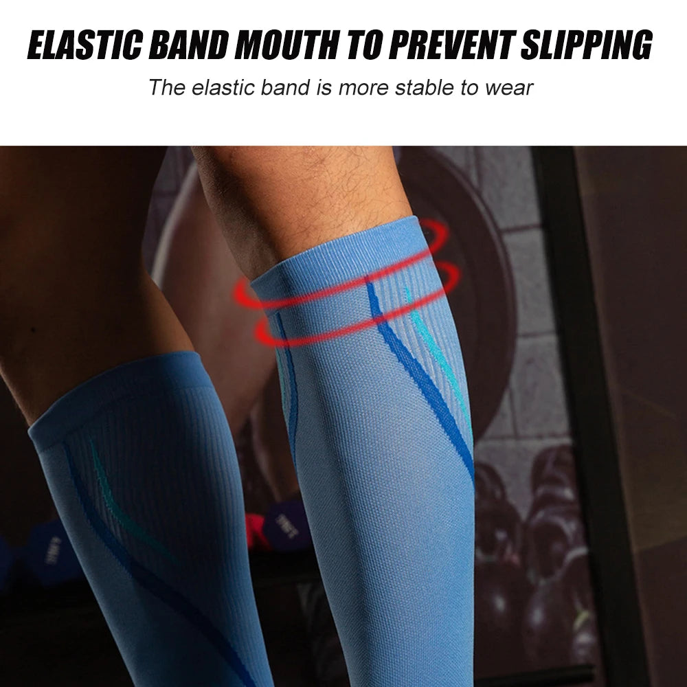 1Pair Calf Compression Sleeve Men &amp; Women -20-30Mmhg Shin Splint Footless Compression Socks for Recover Varicose Veins