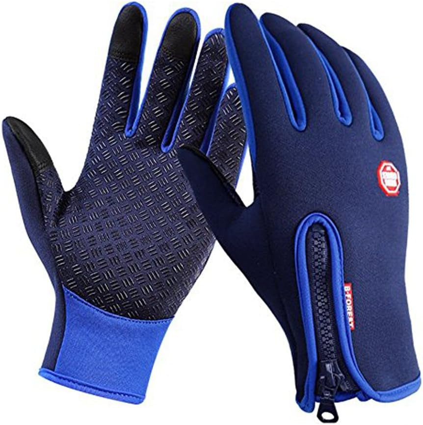 Winter Gloves Touch Screen Warm Gloves Cold Weather Windproof Cycling Driving Riding Bike Telefingers Thermal Gloves Non-Slip Silicone Gel Adjustable Full Finger Mittens