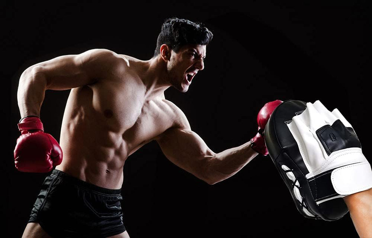 Boxing Curved Focus Punching Mitts- Leatherette Training Hand Pads Karate Muay Thai Training Gloves with Adjustable Strap