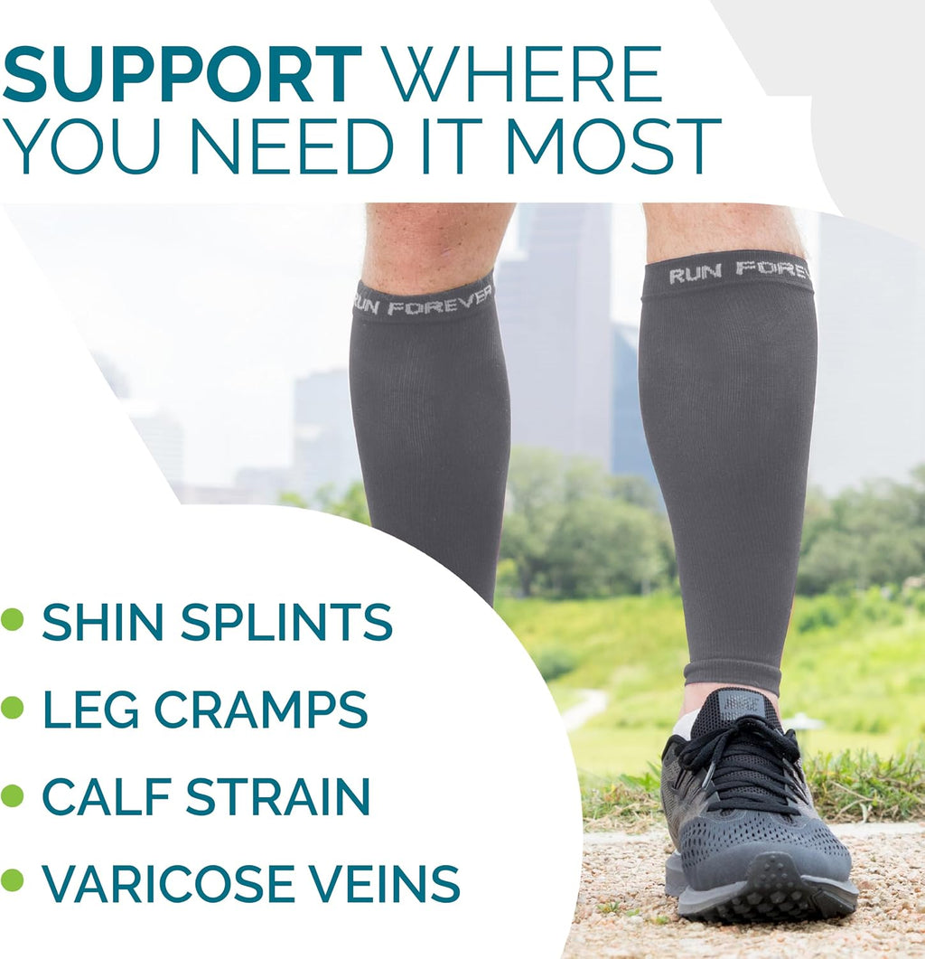 Calf Compression Sleeve for Men & Women, 20-30Mmhg Compression | Leg Sleeve for Shin Splints, Varicose Veins, Swelling & Pain Relief | Footless Socks for Running, Cycling & Travel