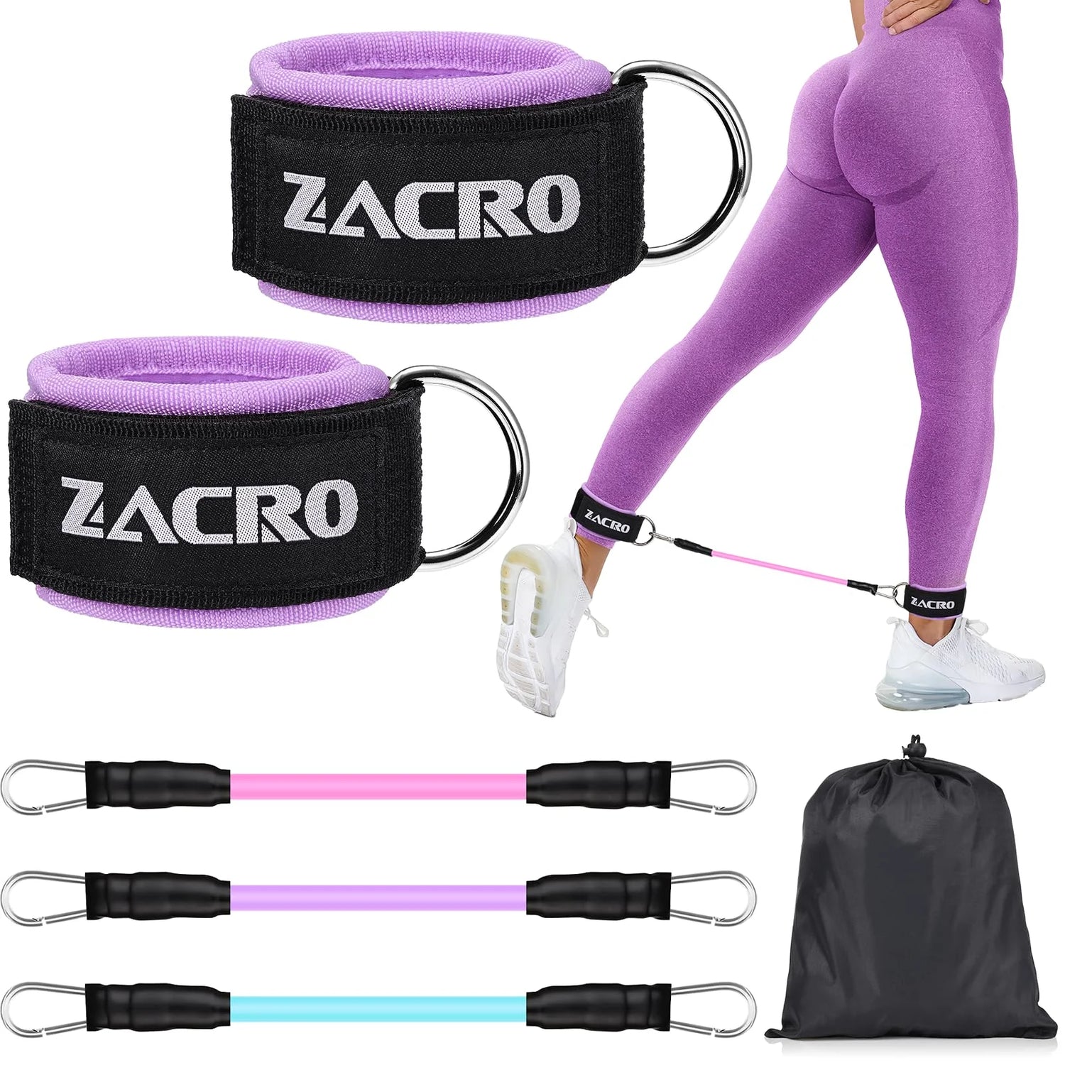 Ankle Resistance Bands Set, 3 Levels Ankle Tube Band with Cuffs, Ankle Bands for Home Workouts &amp; Gym, Recoils and Glutes Workout, Legs Resistance Bands for Women &amp; Men