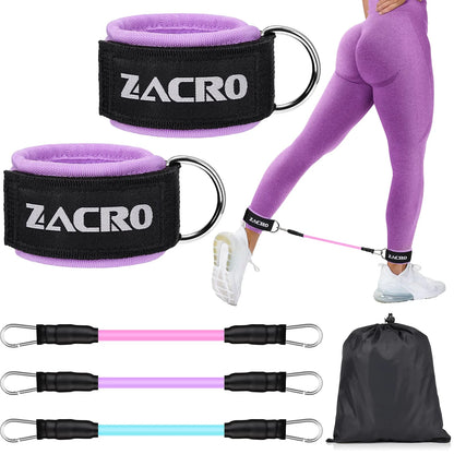 Ankle Resistance Bands Set, 3 Levels Ankle Tube Band with Cuffs, Ankle Bands for Home Workouts &amp; Gym, Recoils and Glutes Workout, Legs Resistance Bands for Women &amp; Men
