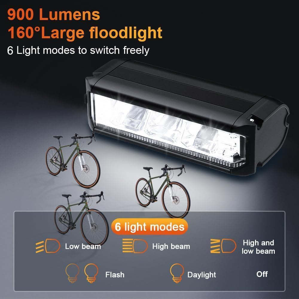 Bike Light Set with Bike Horn Alarm, Remote Control Bike Tail Light with Turn Signals and Brake Light Bike Alarm Horn, Bike Headlight for Night Riding, Rechargeable Rear and Front Bike Light