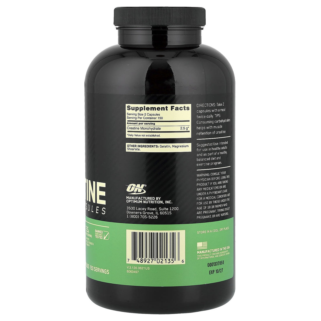 Micronized Creatine, 300 Capsules (1,250 Mg per Capsule)