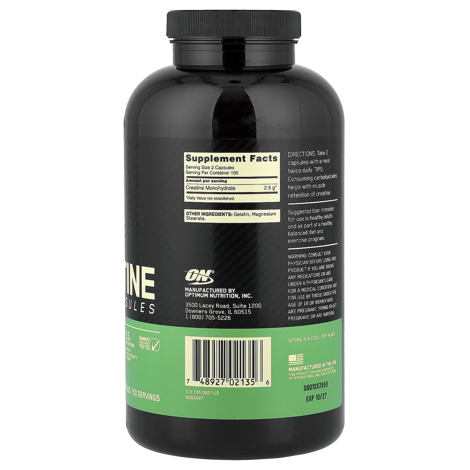 Micronized Creatine, 300 Capsules (1,250 Mg per Capsule)
