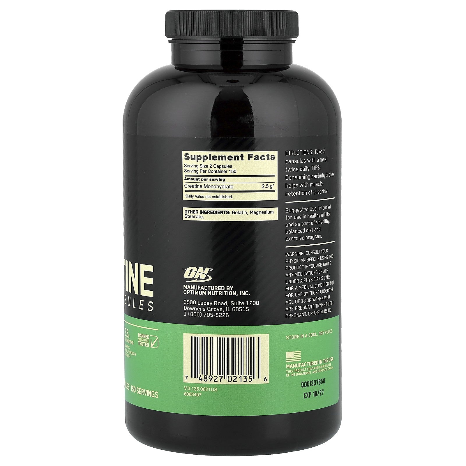 Micronized Creatine, 300 Capsules (1,250 Mg per Capsule)