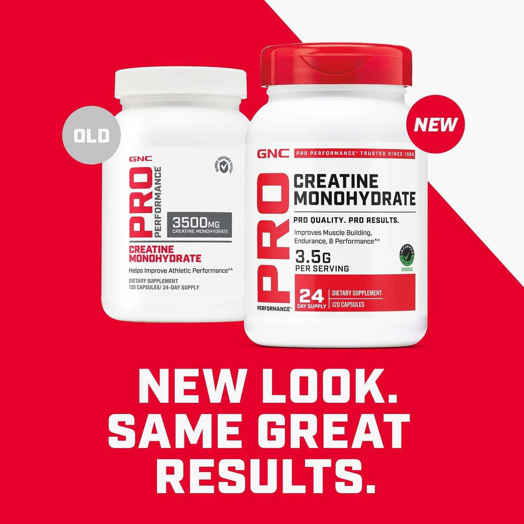 GNC Pro Performance Creatine Monohydrate, Improves Muscle Building, Endurance, Performance, 3.5G, 120 Capsules