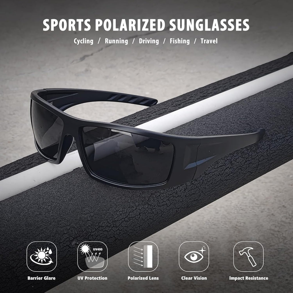 Polarized Sports Sunglasses for Men Women Unbreakable Frame Cycling Fishing Wrap around Sunglasses UV400 Protection