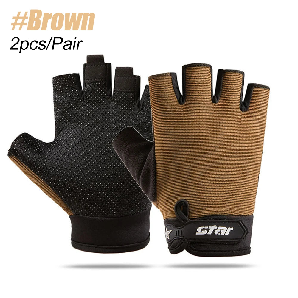 1Pair Fingerless Sports Gloves, Men Women Cycling Gloves, Anti-Slip Breathable Motorcycle Mountain Bike Gloves Workout Gloves