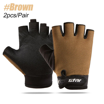 1Pair Fingerless Sports Gloves, Men Women Cycling Gloves, Anti-Slip Breathable Motorcycle Mountain Bike Gloves Workout Gloves