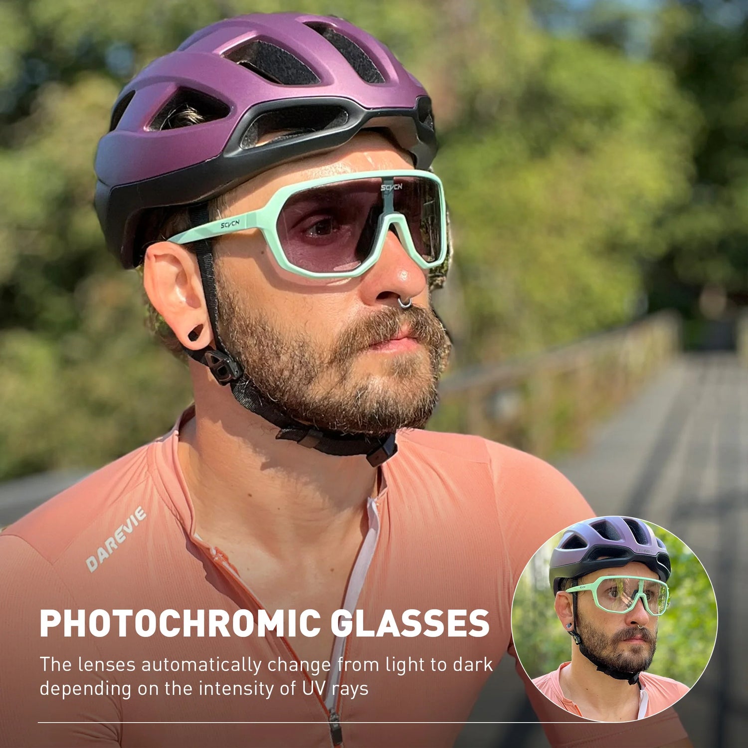 Photochromic Cycling Glasses UV400 Cycling Sunglasses Outdoor Bicycle Sunglasses Bike Goggles Sports MTB Ride Eyewear