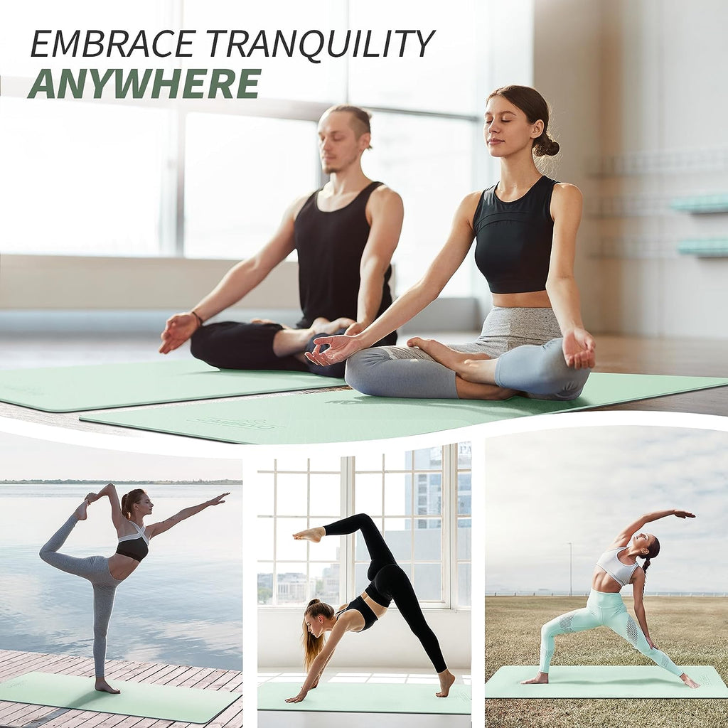 Yoga Mat for Women Men Kids, 1/3 & 1/4 & 2/5 Inch Extra Thick Yoga Mat Non Slip, 72" X 24" TPE Yoga Mats, Workout Mat with Carrying Strap for Yoga, Pilates and Floor Exercises