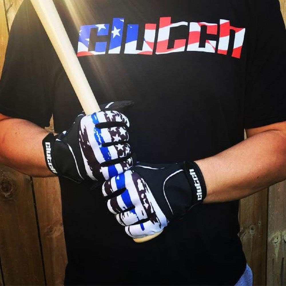 American Flag Baseball &amp; Softball Batting Gloves, Super Grip Finger Fit, Performance Mesh &amp; Perforated Sheepskin Palm for Adults &amp; Youth