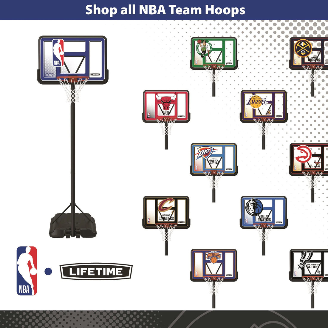 NBA Golden State Warriors 44" Portable Basketball Hoop with Wheels - 7.5 to 10 Ft Adjustable Height