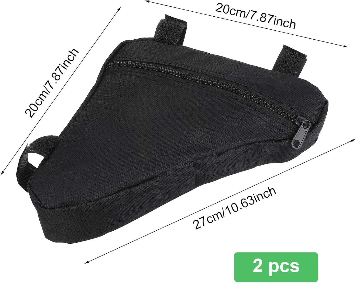 2 Pcs Bike Frame Bag, 7.87 X 10.63 Inch Triangle Design Lightweight Bicycle Bag for Road & Mountain Bikes, Waterproof Polyester Storage Pouch, Black