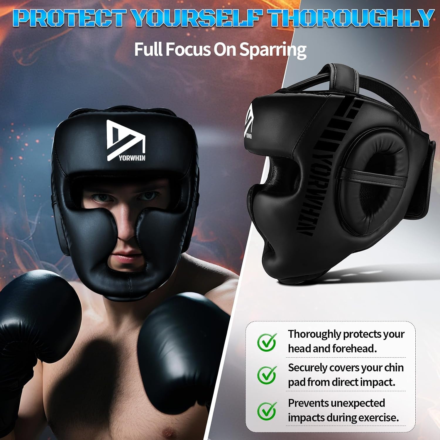Boxing Headgear for Kids Youth, Boxing Head Sparring Gear MMA Headgear | Boxing Head Gear Training Sparring Safety Head Guard for Kickboxing, Sparring, Karate, Taekwondo, Muay Thai Training Helmet