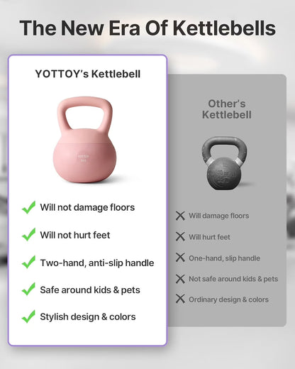 15 Lb Soft Kettlebell — Pink, Anti-Slip Grip,Weight for Home Workouts,Safety Guaranteed