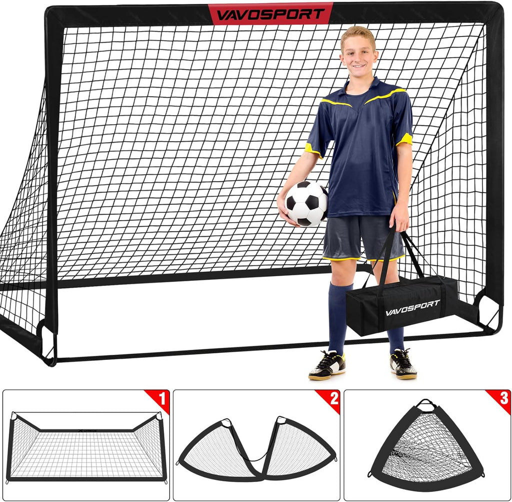 Soccer Goal, 2 of 6'X4' Kids Soccer Goals for Backyard Set, Portable Pop up Soccer Net, Practice Soccer Training Equipment with Ball, Cones for Toddler,Youth Sports Outdoor Games Yard Play