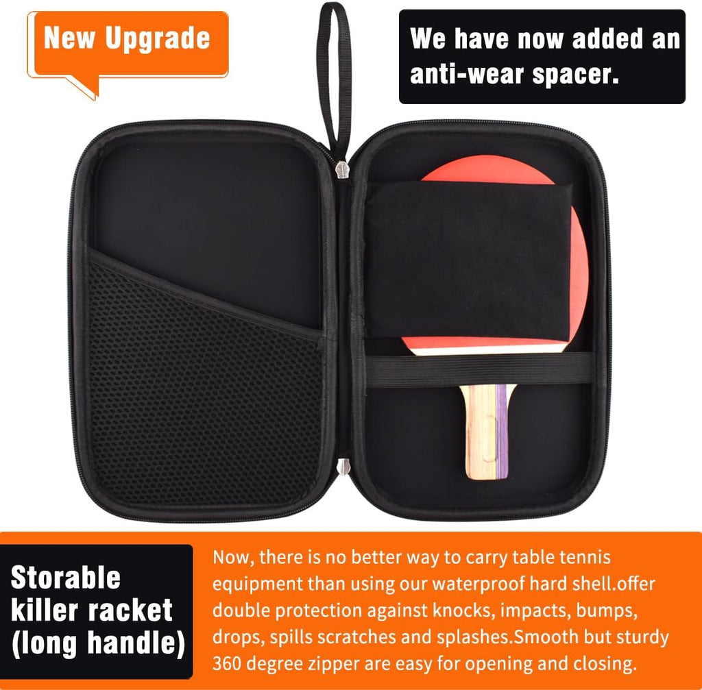 ® Ping Pong Paddles Case - Hard Shell Table Tennis Paddle Storage Bag for 2 Paddles & Multiple Balls - Anti-Drop, Anti-Wear - Great Gift for Table Tennis Lovers