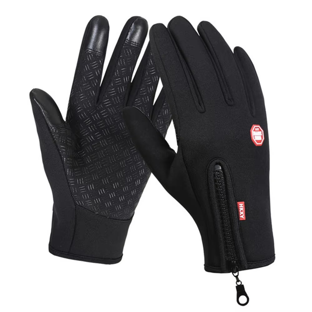 Winter Gloves for Men Women Touchscreen Windproof Thermal Warm Cycling Glove with Zipper Non-Slip Outdoor Driving Sport Gloves