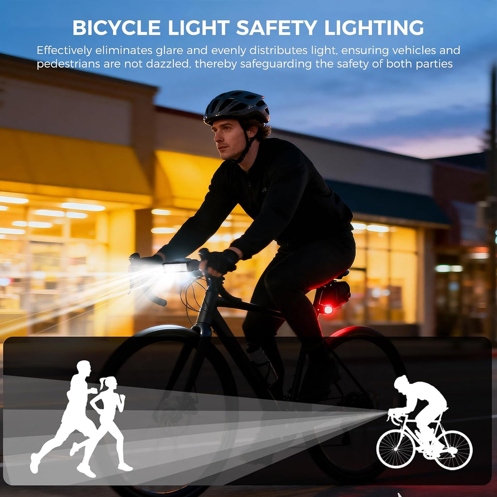 Super Bright Bike Lights for Night Riding 4800 Lumen, USB Rechargeable Bicycle Light with LCD Display, Runtime 10+ Hours, IP65 Waterproof Bike Headlight Front and Rear for MTB, Off-Road, City Riding