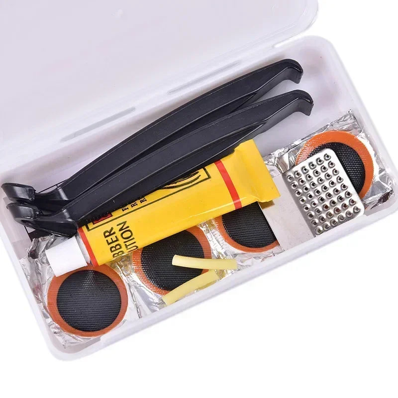 Bicycle Flat Tire Repair Kit Tool Set Portable Tyre Repair Rubber Patch Kit Glue Set Bike Inner Tube Puncture Patch Repair Tool