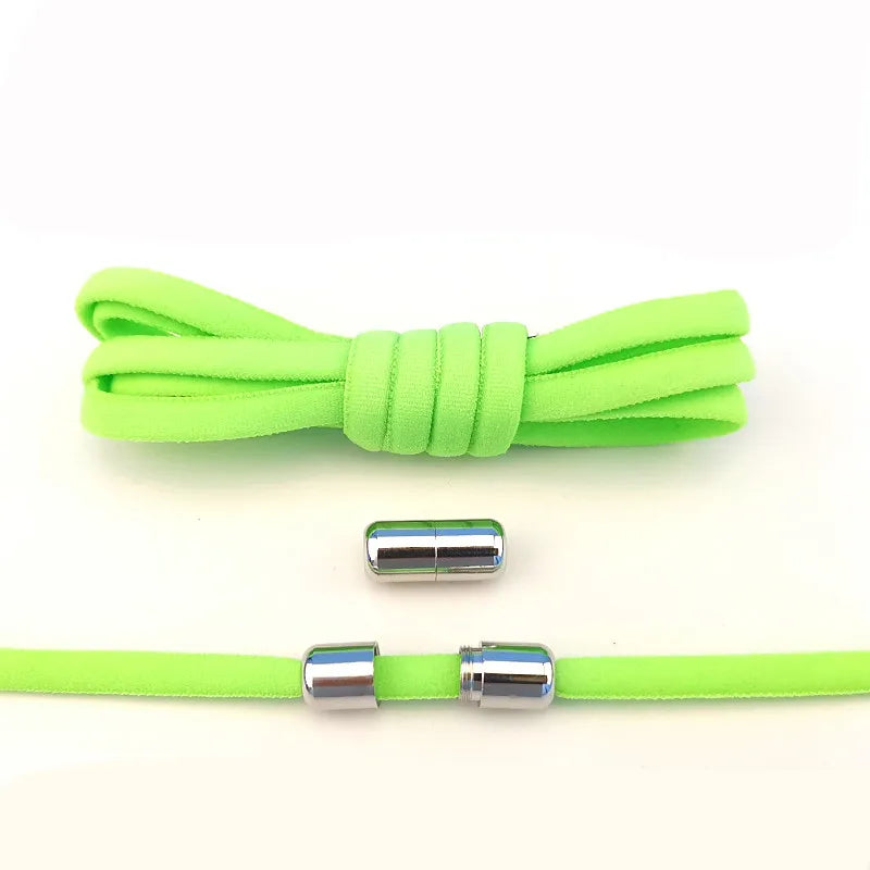 New Version Elastic No Tie Shoelaces Metal Lock Shoe Laces for Kids Adult Sneakers Quick Shoelaces Semicircle Shoestrings