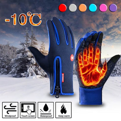 Winter Gloves for Men Women Touchscreen Windproof Thermal Warm Cycling Glove with Zipper Non-Slip Outdoor Driving Sport Gloves