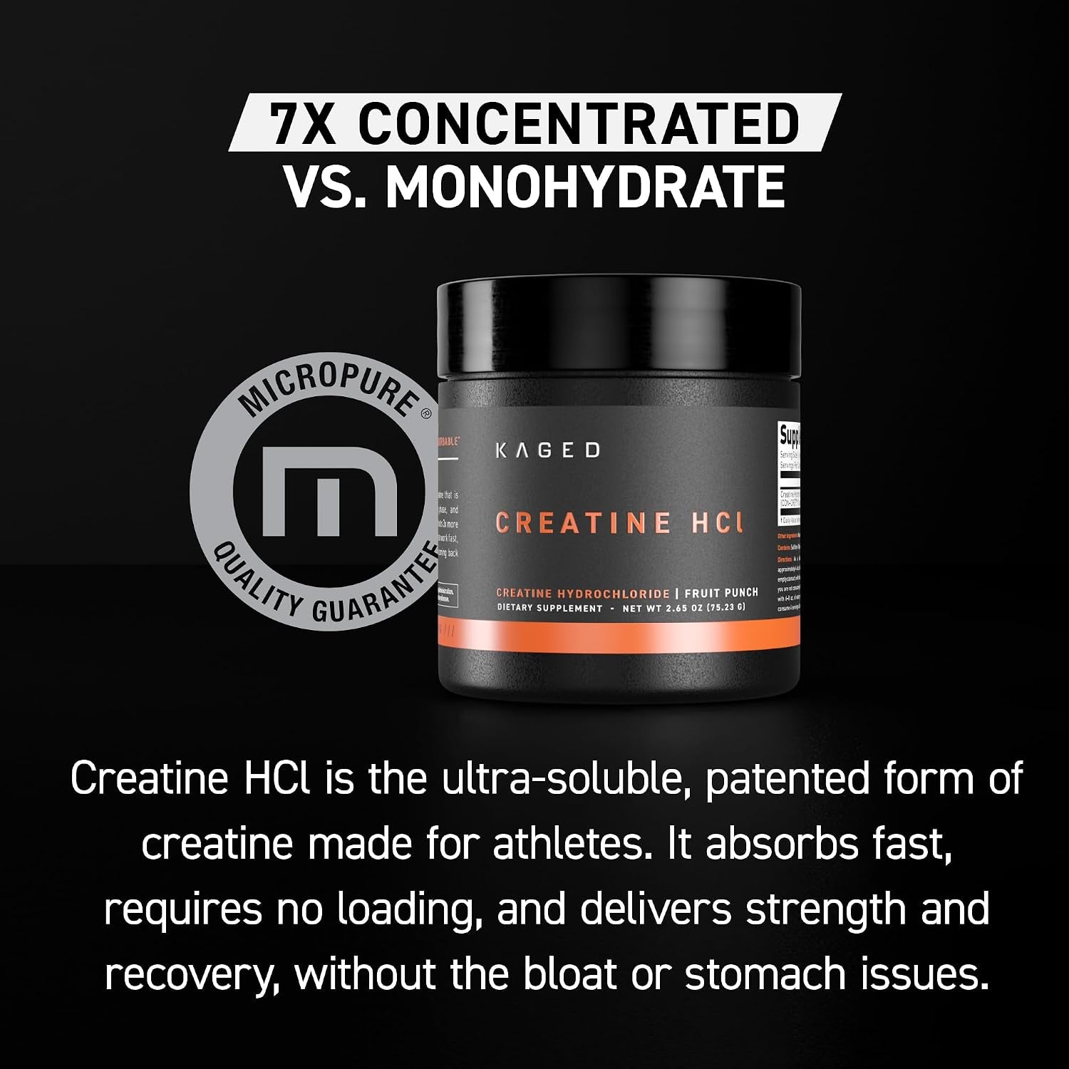 Creatine Hcl Capsules | 7X Concentrated Vs Mono | Muscle Building & Recovery | High Absorption | No Bloating | Creatine for Men & Women | Vegan, Gluten Free | Unflavored | 75 Servings