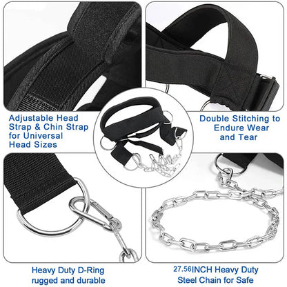 Head Neck Training Head Harness Body Strengh Exercise Strap Adjustable Neck Power Training Gym Fitness Weight Bearing Cap