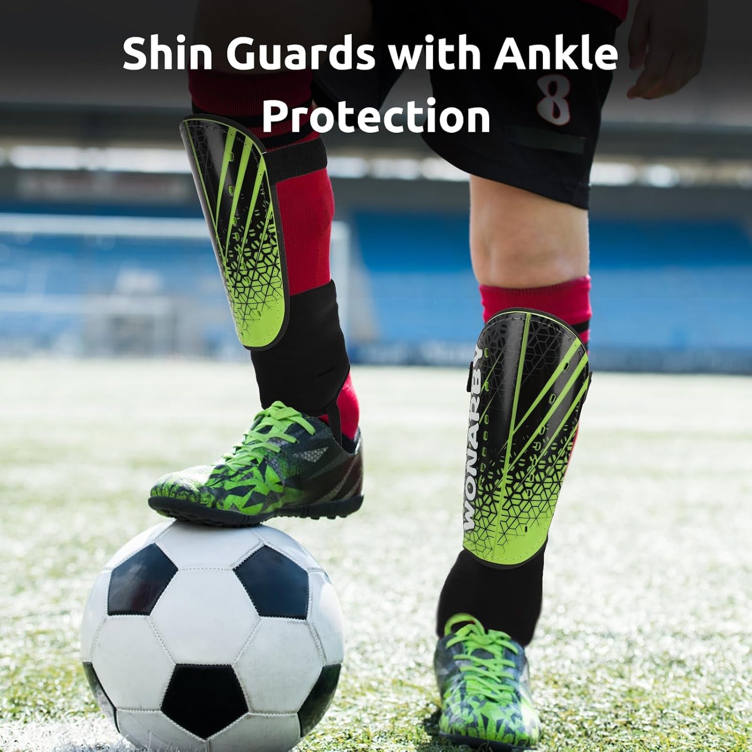 Shin Guards Soccer Youth Kids, Shin Guard Boys Girls Teenagers 2-18 Yrs Old | Soccer Shin Guards with Ankle Sleeves Protection - Football Shin Pads Equipment with Adjustable Strap