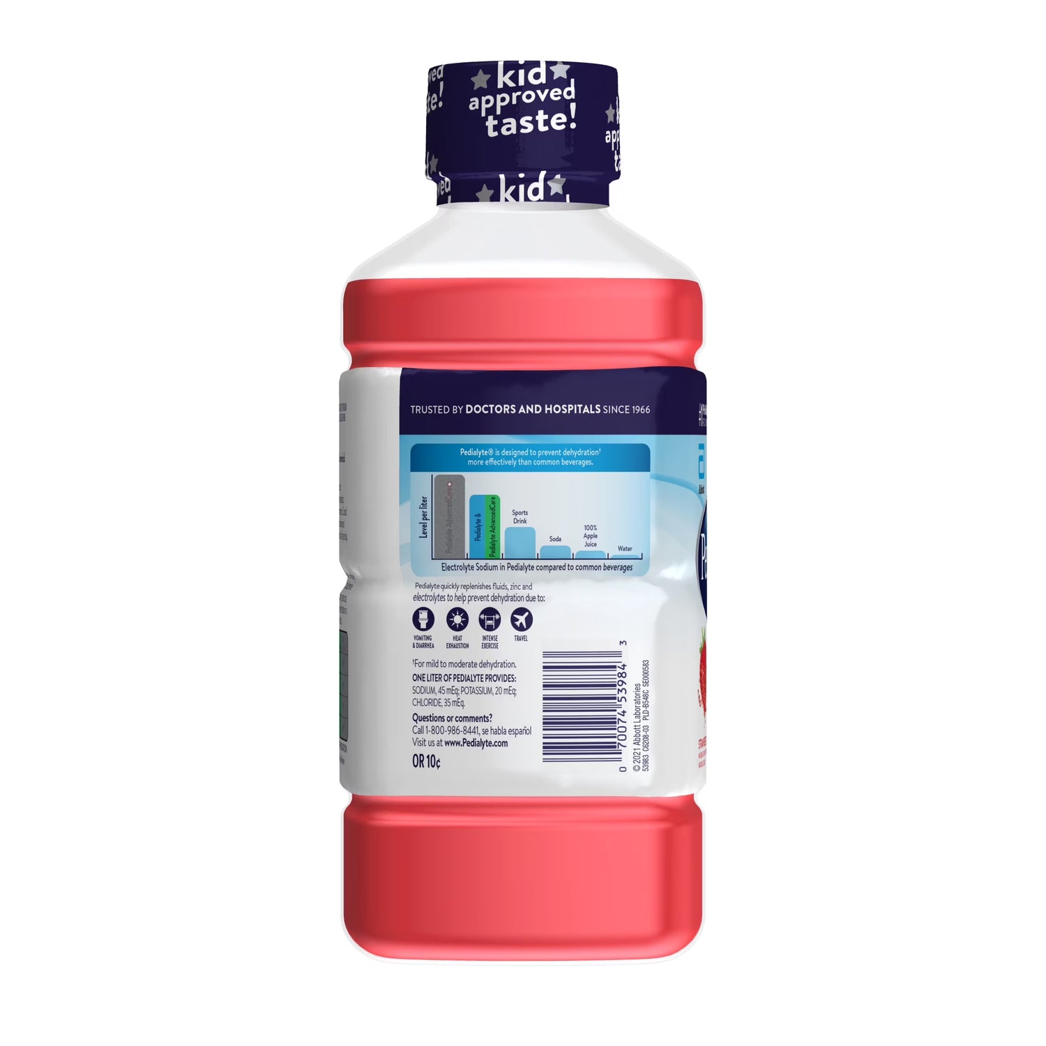 (4 Pack)  Electrolyte Drink, Strawberry, 1 Liter