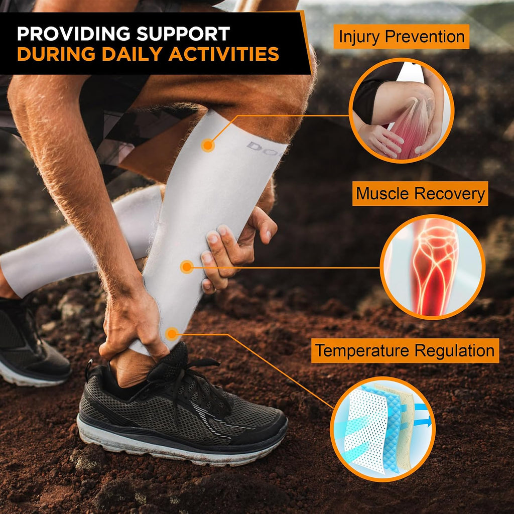 Compression Calf Sleeve for Men & Women, Premium Medical Grade, 15-20Mmhg Graduated Support for Running, Calf Tear, Shin Splints, Knee High, Calf Sleeves, 1 Pair