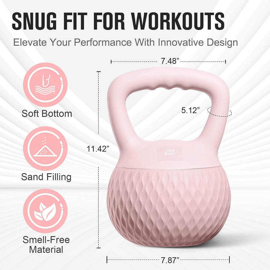 Soft Kettlebell, Safe Strength Training Kettlebells for Women | Cushioned Impact, Kettle Bell Resistant Base and Anti-Slip Grip Weight for Home Workouts, Kettlebells Set