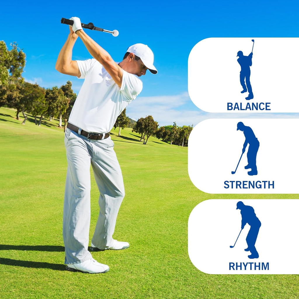 Retractable Golf Swing Trainer with Golf Grip Trainer & Arm Band | Telescopic Club Retractable Golf Swing Training Aid /Tempo Stick Golf/Warm Up/Indoor Golf Practice | Golf Grip Trainer