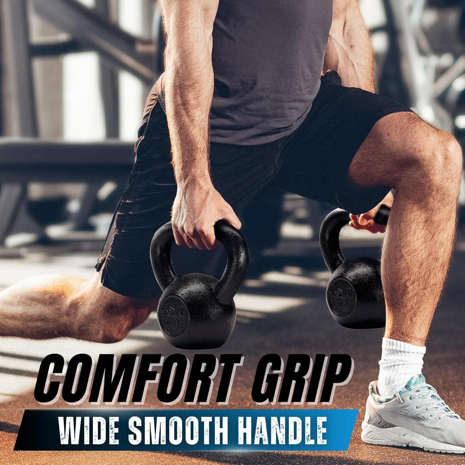 Kettlebell Sets, 5 - 10 - 15 - 20 - 25 - 30 LB Cast Iron Strength Training Kettlebells, Wide Handles & Flat Bottom, Multi-Level from Beginners to Pros for Strength Training & Home Gym