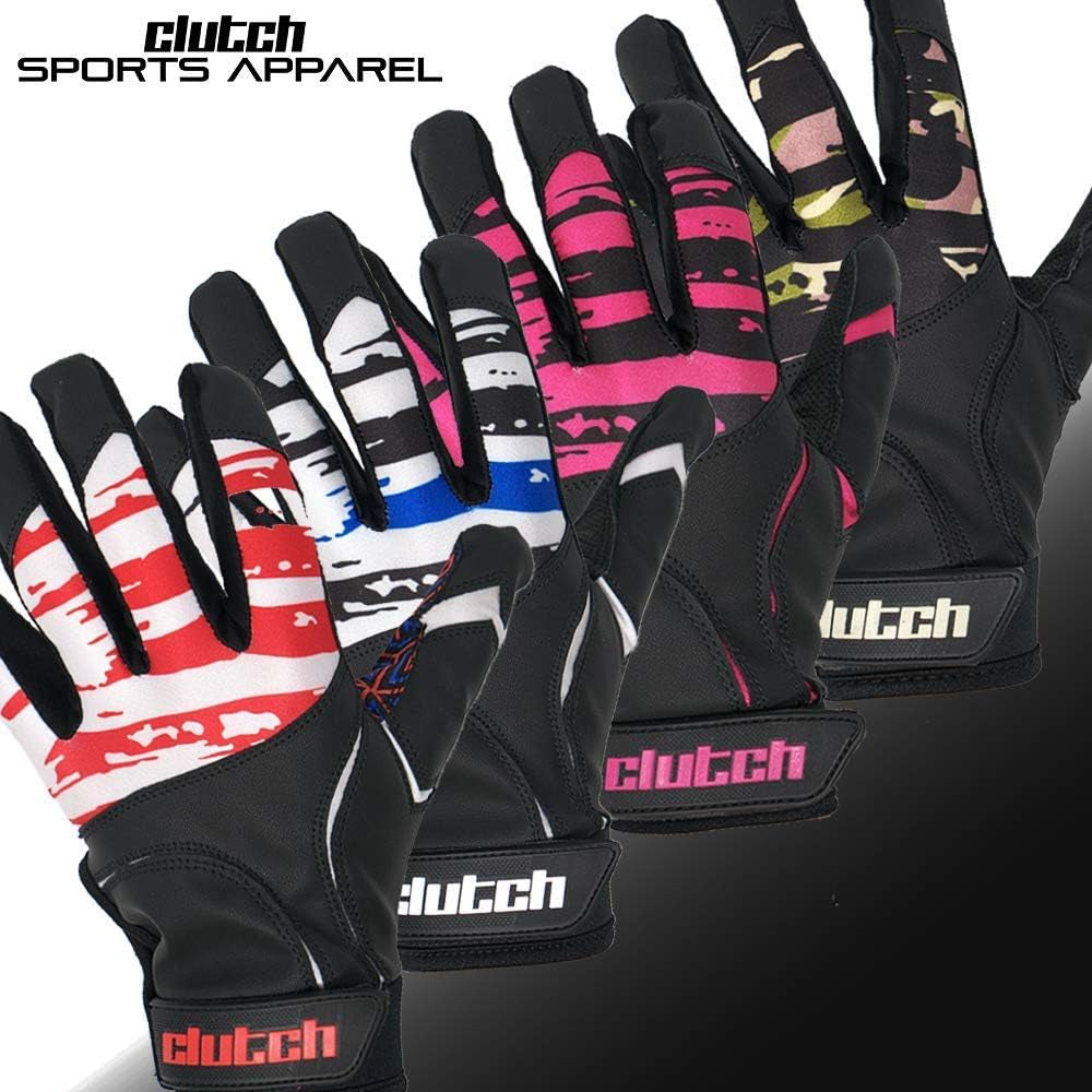 American Flag Baseball &amp; Softball Batting Gloves, Super Grip Finger Fit, Performance Mesh &amp; Perforated Sheepskin Palm for Adults &amp; Youth