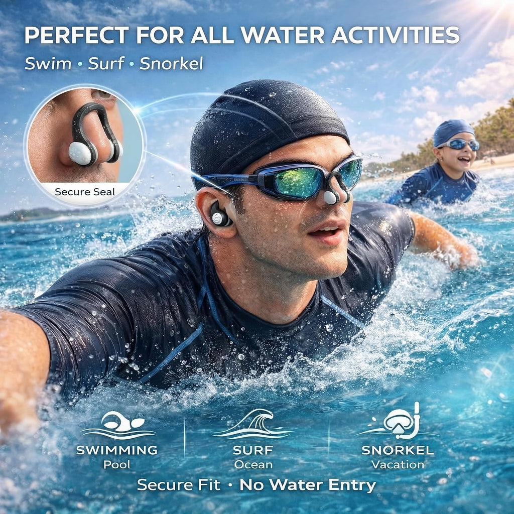 Swimming Nose Clips Ear Plugs for Kids Adults, 9 Pack Waterproof Silicone | 6 Swim Nose Clips, 3 Pairs Waterproof Silicone Earplugs and Storage Boxes for Adults and Kids, for Pools, Surfing and Diving.
