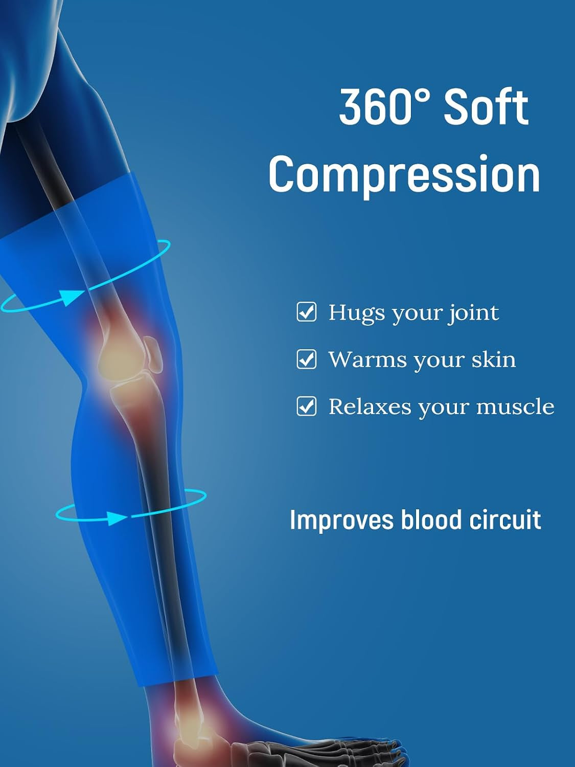 Leg Compression Sleeve, Stays in Place, Snug Fit, Pack of 1, Large | Soft Breathable Material, Upgraded Silicone Band, Mid-Thigh Knee Calf Support, Reduce Leg Soreness, Daily Wear, Workout