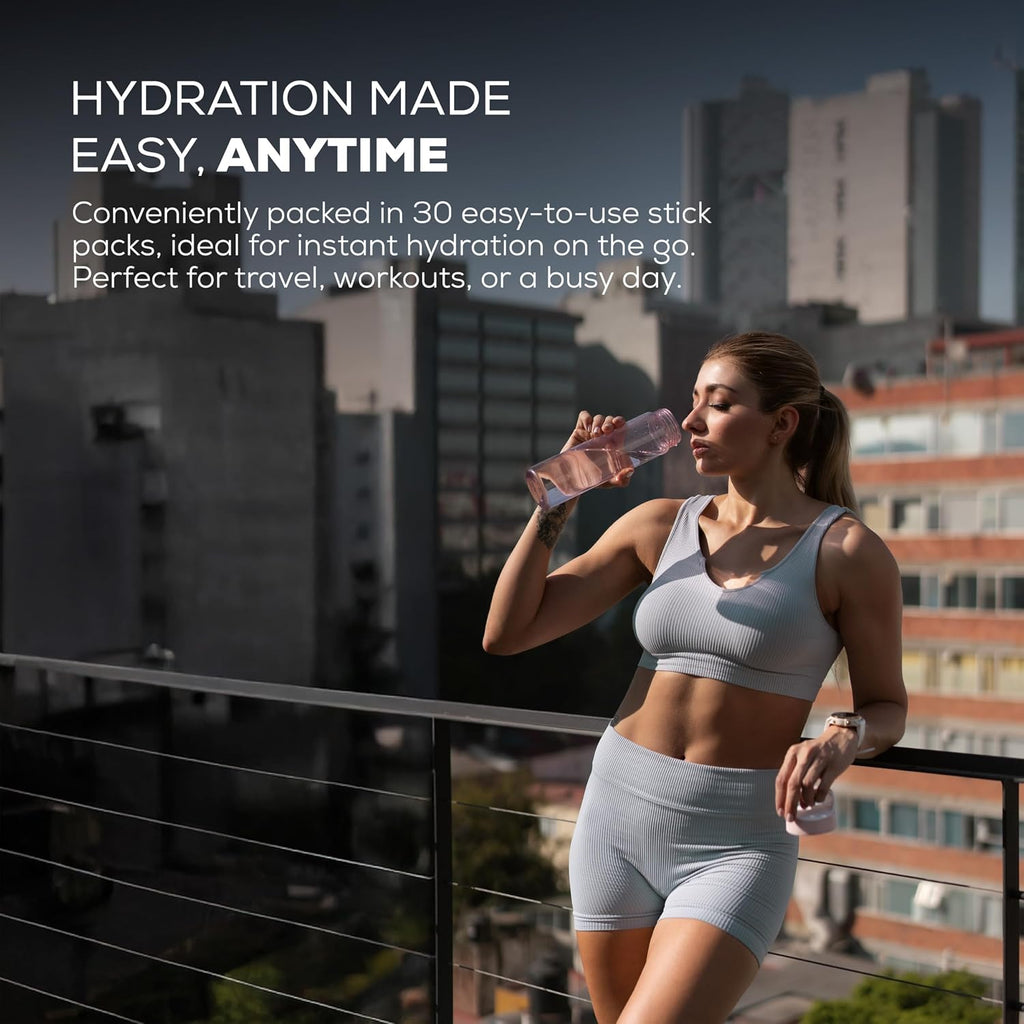 Instant Hydration Electrolytes Powder Packets with Magnesium & Salt – Zero Sugar Hydration Packets with 6 B Vitamins & Adaptogens – Passion Fruit Electrolyte Drink Mix – 30 Servings