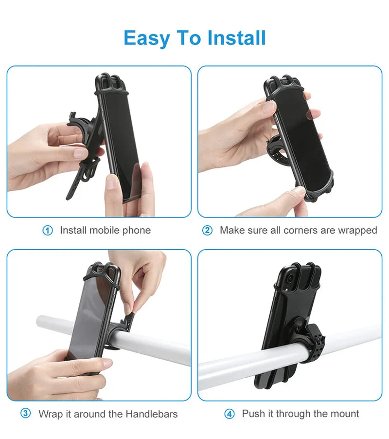 Bicycle Bracket Universal Shockproof Elastic Silicone Base Phone Bracket Cycling Bike Mountain Bike Bike Phone Dvr Gps Bracket