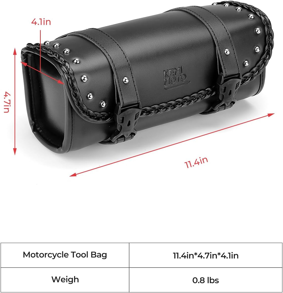 Motorcycle Tool Fork Bag PU Leather Universal | Saddlebag for Front Fork Handlebar Sissybar Storage Pouch Motorcycle Roll Bag (Black Classic Buckle)