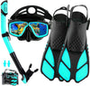 Snorkeling Gear for Adults with Bag Anti-Fog Snorkel Sets for Travel | Anti-Leak Diving Mask with Flippers,Professional Scuba Diving Gear with Earplugs